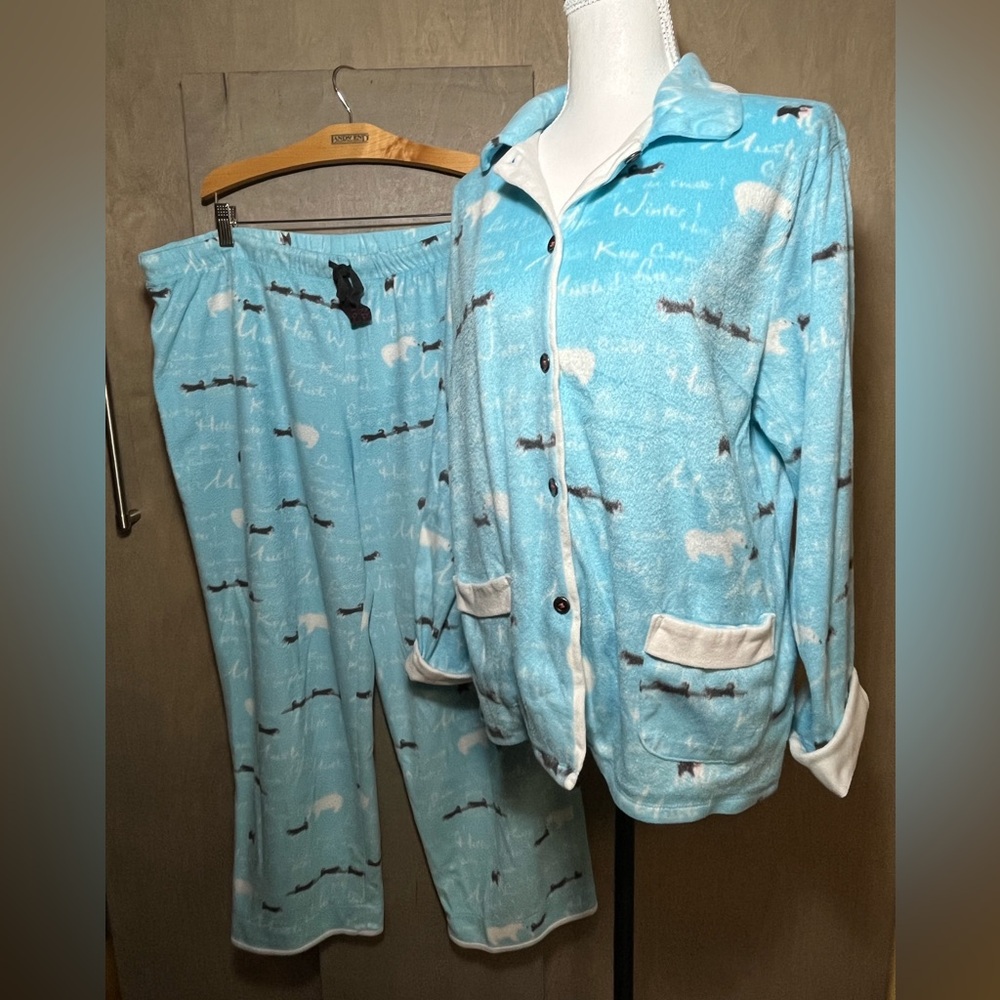 Cuddl Duds Blue Fleece Pajama Set L - Picture 6 of 6